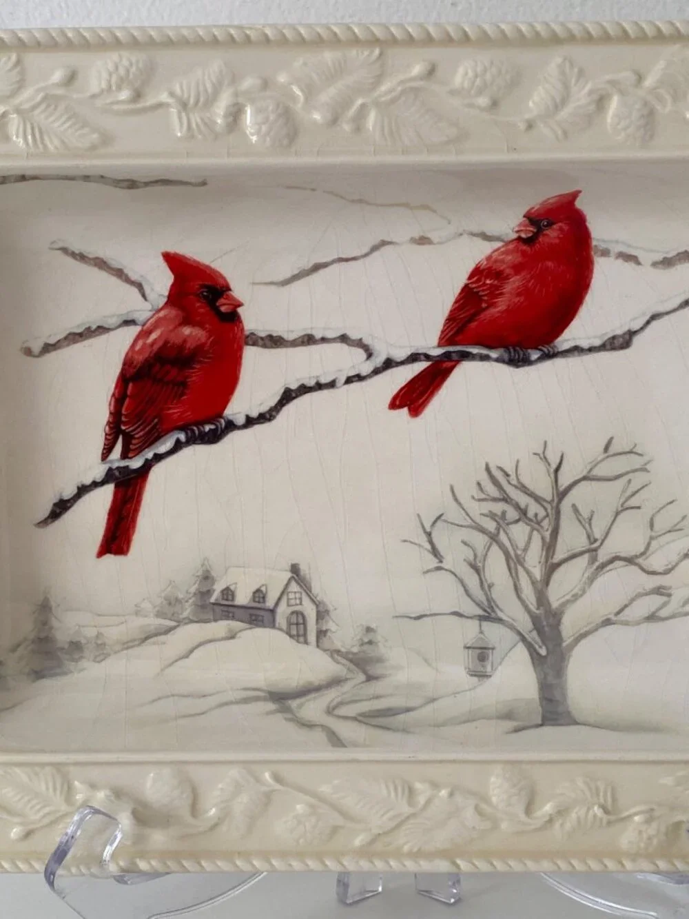 Lenox SERVING PLATTER Cardinal Tree Branch Snow House Replacement